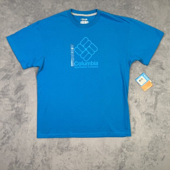 Columbia T Shirt Mens Large L Blue Short Sleeve Crew Neck UV Protection Tee - Picture 2 of 9
